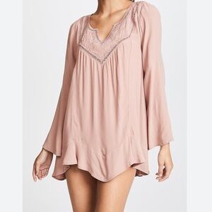 l*Space Dusty Pearl Northern Star Embroidered Tunic Dress Swim Cover Up Resort